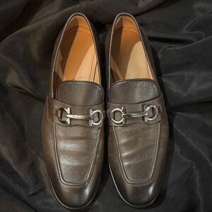 Salvatore Ferragamo Dark Brown Leather Slip-Ons